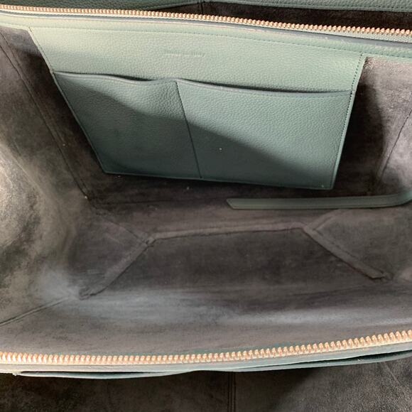 CELINE Blue Pebble Grain Leather Medium Trifold Tote Handbag - Picture 7 of 13